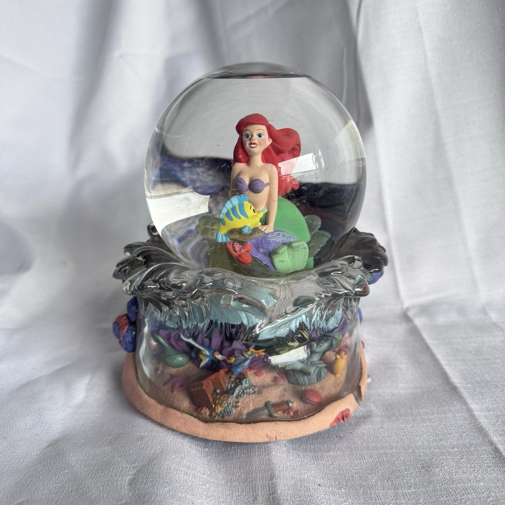 Disney Little Mermaid Snow Globe Musical Under the Sea Works VTG Snowglobe
